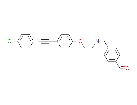 Molecular Structure of 651330-74-4 (Benzaldehyde,
4-[[[2-[4-[(4-chlorophenyl)ethynyl]phenoxy]ethyl]amino]methyl]-)