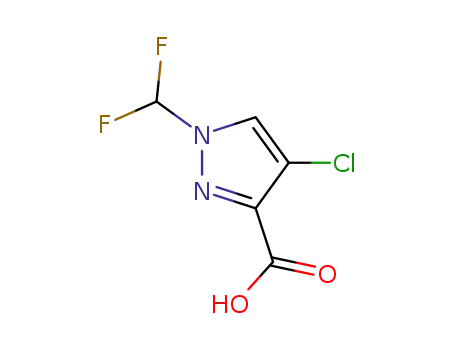 Molecular Structure of 1310350-99-2 (4-chloro-1-(difluoromethyl)-1H-pyrazole-3-carboxylic acid)
