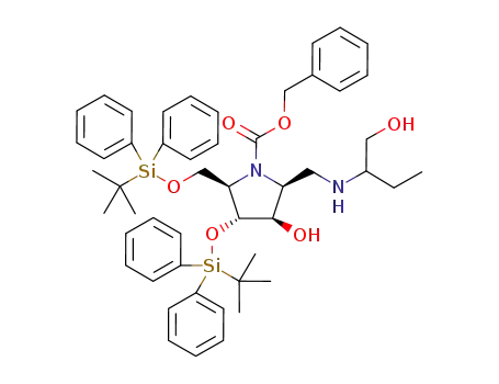2,5-anhydro-N-benzyloxycarbonyl-4,6-di-O-tert-butyldiphenylsilyl-1-deoxy-1-{[1-(hydroxymethyl)propyl]amino}-2,5-imino-D-glucitol