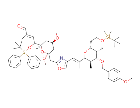 (R,E)-4-((2R,4R,6S)-6-((4-((E)-2-((2R,3R,4S,5S,6R)-6-(2-(tert-butyldimethylsilanyloxy)ethyl)-4-(4-methoxybenzyloxy)-3,5-dimethyltetrahydro-2Hpyran-2-yl)prop-1-enyl)oxazol-2-yl)methyl)-4,6-dimethoxytetrahydro-2H-pyran-2-yl)-4-(tert-butyldiphenylsilanyloxy)-2-methylbut-2-enal