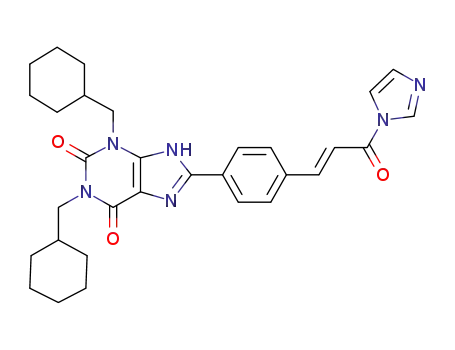 Molecular Structure of 211859-64-2 ((E)-1,3-Bis(cyclohexylmethyl)-8-(4-(2-(1H-imidazol-1-ylcarbonyl)vinyl)phenyl)-9H-purin-2,6(1H,3H)-dione)