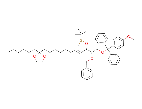 Molecular Structure of 189246-61-5 (Silane,
(1,1-dimethylethyl)[[(1S,2E)-9-(2-hexyl-1,3-dioxolan-2-yl)-1-[(1S)-2-[(4-
methoxyphenyl)diphenylmethoxy]-1-(phenylmethoxy)ethyl]-2-nonenyl]oxy
]dimethyl-)