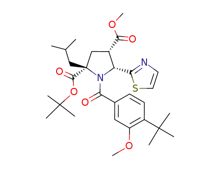 2-(1,1-dimethylethyl) 4-methyl (2S,4S,5R)-1-{[4-(1,1-dimethylethyl)-3-(methoxy)phenyl]carbonyl}-2-(2-methylpropyl)-5-(1,3-thiazol-2-yl)-2,4-pyrrolidinedicarboxylate