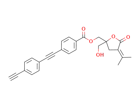 Molecular Structure of 932711-21-2 (4-(4-ethynyl-phenylethynyl)-benzoic acid 2-hydroxymethyl-4-isopropylidene-5-oxo-tetrahydro-furan-2-ylmethyl ester)