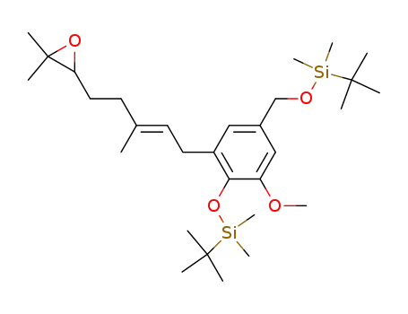 Molecular Structure of 474970-91-7 ([4-(tert-butyldimethylsiloxy)-5-methoxy-3-(3',7'-dimethyl-6'-epoxy-2'-octenyl)benzyloxy]-tert-butyldimethylsilane)