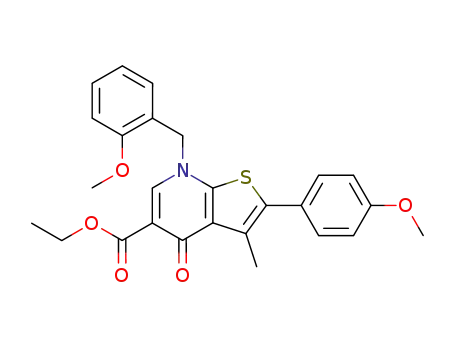 Thieno[2,3-b]pyridine-5-carboxylic acid,
4,7-dihydro-2-(4-methoxyphenyl)-7-[(2-methoxyphenyl)methyl]-3-methyl-
4-oxo-, ethyl ester