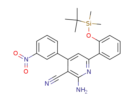 Molecular Structure of 433958-47-5 (3-Pyridinecarbonitrile,
2-amino-6-[2-[[(1,1-dimethylethyl)dimethylsilyl]oxy]phenyl]-4-(3-nitrophen
yl)-)