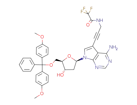 4-amino-5-(trifluoroacetamidoprop-2-ynyl)-7-(5'-O-(4,4'-dimethoxytrityl)-2'-deoxy-1'-β-D-ribofuranosyl)pyrrolo{2,3-d}pyrimidine