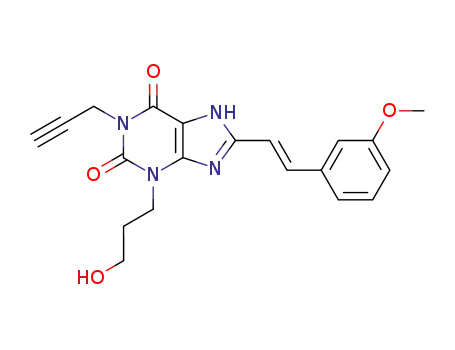 (E)-3-(3-hydroxypropyl)-8-[2-(3-methoxyphenyl)vinyl]-1-prop-2-ynyl-3,7-dihydropurine-2,6-dione