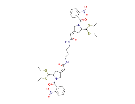 2-[(S)-5-(Bis-ethylsulfanyl-methyl)-1-(2-nitro-benzoyl)-pyrrolidin-(3E)-ylidene]-N-(4-{2-[(S)-5-(bis-ethylsulfanyl-methyl)-1-(2-nitro-benzoyl)-pyrrolidin-(3E)-ylidene]-acetylamino}-butyl)-acetamide