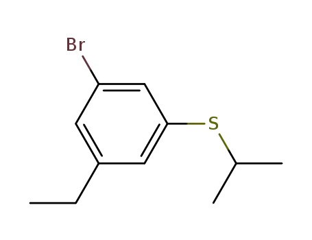 Molecular Structure of 849934-79-8 (Benzene, 1-bromo-3-ethyl-5-[(1-methylethyl)thio]-)