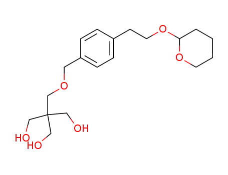 Molecular Structure of 395069-64-4 (2-hydroxymethyl-2-{4-[2-(tetrahydro-2H-pyran-2-yloxy)ethyl]benzyloxymethyl}propane-1,3-diol)