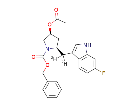 4-acetoxy-2-(6-fluoro-1H-indol-3-yl-d2-methyl)-pyrrolidine-1-carboxylic acid benzyl ester
