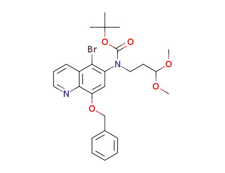 Molecular Structure of 1098620-19-9 (8-benzyloxy-5-bromo-6-[N-(tert-butyloxycarbonyl)-N-(3,3-dimethoxypropyl)amino]quinoline)