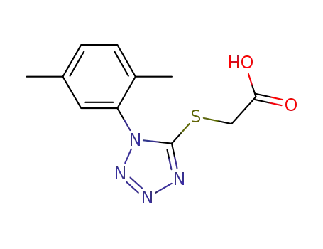 Molecular Structure of 436095-15-7 ([1-(2,5-dimethyl-phenyl)-1H-tetrazol-5-ylsulfanyl]-acetic acid)