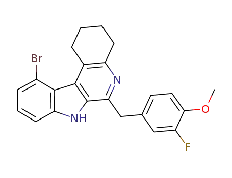 Molecular Structure of 1207516-22-0 (11-bromo-6-(3-fluoro-4-methoxybenzyl)-2,3,4,7-tetrahydro-1H-indolo[2,3-c]quinoline)