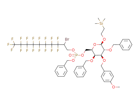 2-(trimethylsilyl)ethyl 2,4-di-O-benzyl-6-(benzyl 2-bromo-3,3,4,4,5,5,6,6,7,7,8,8,9,9,10,10,10-heptadecafluorodecyl phosphate)-3-O-p-methoxybenzyl-β-D-galactopyranoside