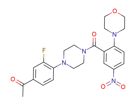Molecular Structure of 310415-30-6 (1-[4-[4-[2-(Morpholin-4-yl)-5-nitrobenzoyl]piperazin-1-yl]-3-fluorophenyl]ethanone)