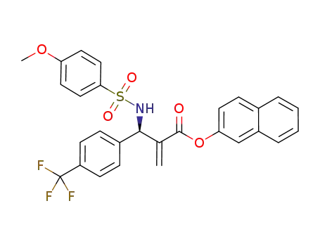 Molecular Structure of 1268833-27-7 ((R)-naphthalen-2-yl 2-((4-methoxyphenylsulfonamido)(4-(trifluoromethyl)phenyl)methyl)acrylate)