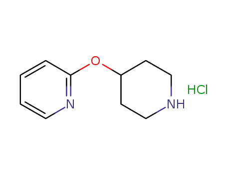 Molecular Structure of 1185308-16-0 (2-(Piperidin-4-yloxy)-pyridine hydrochloride, 98+% C10H15ClN2O, MW: 214.69)
