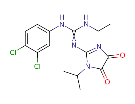 Molecular Structure of 1224570-53-9 (N-(3,4-dichloro-phenyl)-N'-(1-isopropyl-4,5-dioxo-4,5-dihydro-1H-imidazol-2-yl)-N''-ethylguanidine)