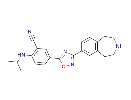 Molecular Structure of 1258855-49-0 (2-[(1-methylethyl)amino]-5-[3-(2,3,4,5-tetrahydro-1H-3-benzazepin-7-yl)-1,2,4-oxadiazol-5-yl]benzonitrile)