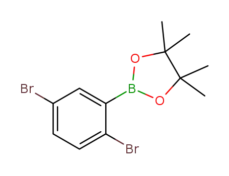 Molecular Structure of 1256781-64-2 (2-(2,5-DibroMophenyl)-4,4,5,5-tetraMethyl-1,3,2-dioxaborolane)