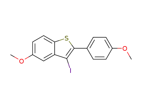 Molecular Structure of 334708-34-8 (3-iodo-5-methoxy-2-(4-methoxyphenyl)benzo[b]thiophene)