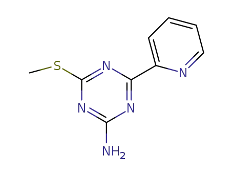 Molecular Structure of 175204-53-2 (4-(METHYLTHIO)-6-(2-PYRIDYL)-1,3,5-TRIAZIN-2-AMINE)
