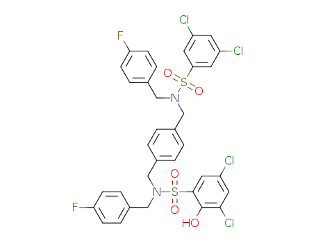 3,5-dichloro-N-(4-((3,5-dichloro-N-(4-fluorobenzyl)phenylsulfonamido)methyl)benzyl)-N-(4-fluorobenzyl)-2-hydroxybenzenesulfonamide