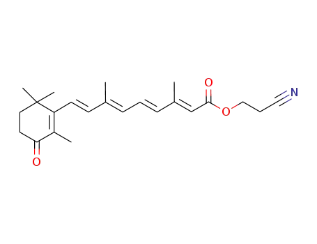 Molecular Structure of 1225383-35-6 ((2E,4E,6E,8E)-2-cyanoethyl 3,7-dimethyl-9-(2,6,6-trimethyl-3-oxocyclohex-1-enyl)nona-2,4,6,8-tetraenoate)