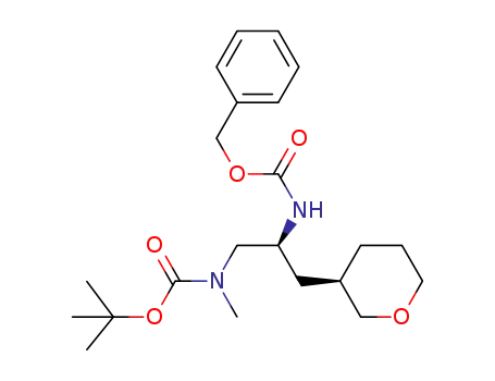 Molecular Structure of 1093869-20-5 (CarbaMic acid, N-Methyl-N-[(2S)-2-[[(phenylMethoxy)carbonyl]aMino]-3-[(3R)-tetrahydro-2H-pyran-3-yl]propyl]-, 1,1-diMethylethyl ester)