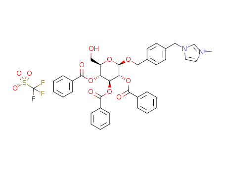 4-(1-methyl-3-methyleneimidazolium)benzyl 2,3,4-tri-O-benzoyl-6-β-D-glucopyranoside trifluoromethanesulfonate
