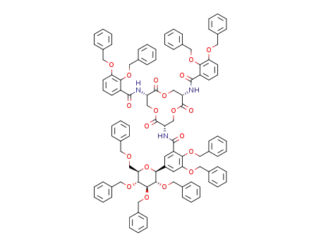 N,N'-((3S,7S,11S)-11-(2,3-bis(benzyloxy)-5-((2S,3S,4R,5R,6R)-3,4,5-tris(benzyloxy)-6-(benzyloxymethyl)tetrahydro-2H-pyran-2-yl)benzamido)-2,6,10-trioxo-1,5,9-trioxacyclododecane-3,7-diyl)bis(2,3-bis(benzyloxy)benzamide)