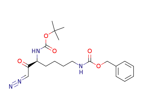 Molecular Structure of 172833-14-6 (Carbamic acid,
[1-(diazoacetyl)-5-[[(phenylmethoxy)carbonyl]amino]pentyl]-,
1,1-dimethylethyl ester, (S)-)