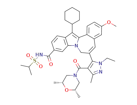 13-cyclohexyl-6-[4-[[(2R,6S)-2,6-dimethyl-4-morpholinyl]carbonyl]-1-ethyl-3-methyl-1H-pyrazol-5-yl]-3-methoxy-N-[(1-methylethyl)sulfonyl]-7H-indolo[2,1-a][2]benzazepine-10-carboxamide