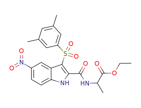 ethyl 2-[3-[(3,5-dimethylphenyl)sulfonyl]-5-nitro-1H-indole-2-carboxamido]propanoate