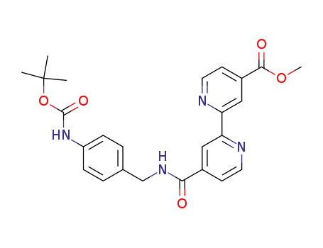 Molecular Structure of 1222185-07-0 (methyl-4'-(4-(tert-butoxycarbonylamino)benzylcarbamoyl)-2,2'-bipyridine-4-carboxylate)