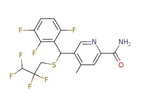 Molecular Structure of 1132842-92-2 (4-methyl-5-[(2,2,3,3-tetrafluoropropylthio)(2,3,6-trifluorophenyl)methyl]pyridine-2-carboxamide)