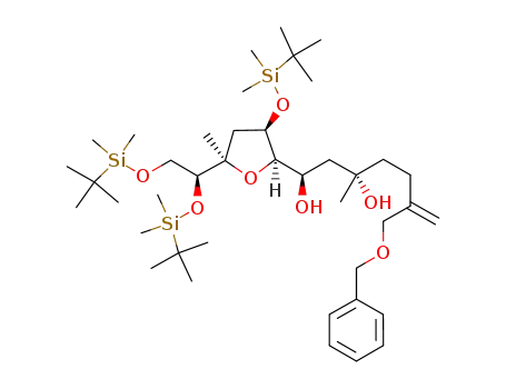 (1R,3S)-6-benzyloxymethyl-1-[(2R,3R,5R)-5-[(S)-1,2-bis-(tert-butyl-dimethyl-silanyloxy)-ethyl]-3-(tert-butyl-dimethyl-silanyloxy)-5-methyl-tetrahydro-furan-2-yl]-3-methyl-hept-6-ene-1,3-diol