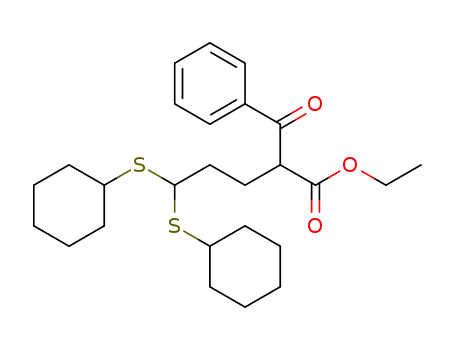 Molecular Structure of 1266617-51-9 (ethyl 2-benzoyl-5,5-bis(cyclohexylthio)pentanoate)