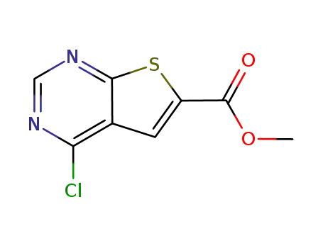 Molecular Structure of 655253-69-3 (4-chloro-thieno[2,3-d]pyrimidine-6-carboxylic acid methyl ester)