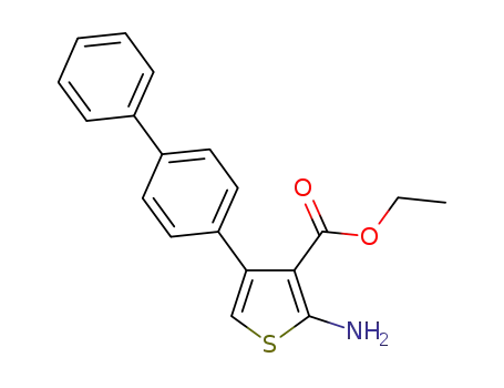 Molecular Structure of 307343-50-6 (ETHYL 2-AMINO-4-[1,1'-BIPHENYL]-4-YL-3-THIOPHENECARBOXYLATE)