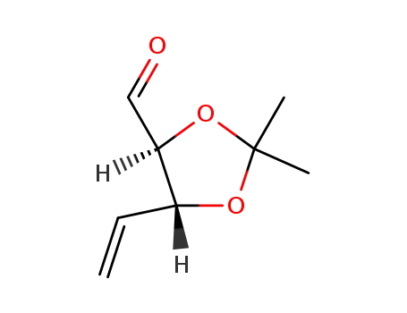 Molecular Structure of 4105-60-6 (2,2-DIMETHYL-5-VINYL-[1,3]DIOXOLANE-4-CARBALDEHYDE)