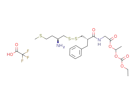 1-(2-((1-ethoxycarbonyloxyethoxycarbonyl)methylcarbamoyl)-3-phenylpropyldisulfanylmethyl)-3-methylsulfanylpropyl ammonium trifluoroacetate