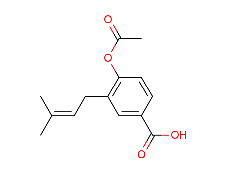 Molecular Structure of 1990-85-8 (4-(acetyloxy)-3-(3-methylbut-2-en-1-yl)benzoic acid)