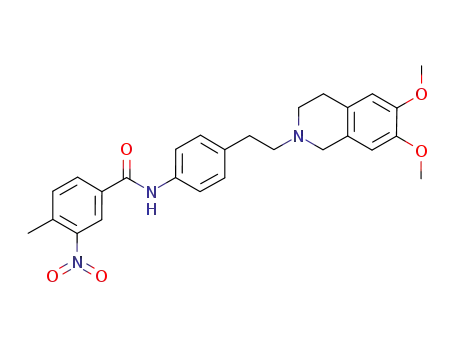 Molecular Structure of 1124227-93-5 (N-(4-(2-(6,7-dimethoxy-1,2,3,4-tetrahydroisoquinolin-2-yl)ethyl)phenyl)-4-methyl-3-nitrobenzamide)