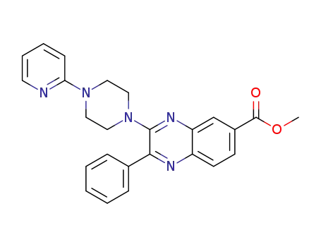 Molecular Structure of 1268865-14-0 (methyl 2-phenyl-3-(4-(pyridin-2-yl)piperazin-1-yl)quinoxaline-6-carboxylate)