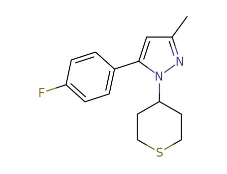 Molecular Structure of 1221503-89-4 (5-(4-fluorophenyl)-3-methyl-1-(tetrahydro-2H-thiopyran-4-yl)-1H-pyrazole)