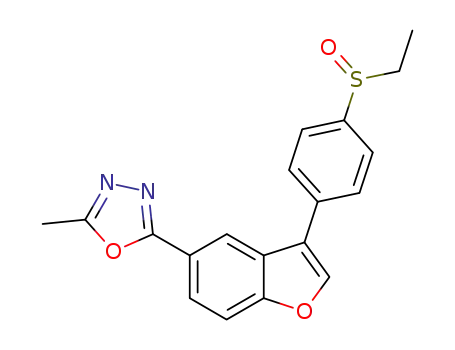 Molecular Structure of 1005202-76-5 (1,3,4-Oxadiazole, 2-[3-[4-(ethylsulfinyl)phenyl]-5-benzofuranyl]-5-methyl-)